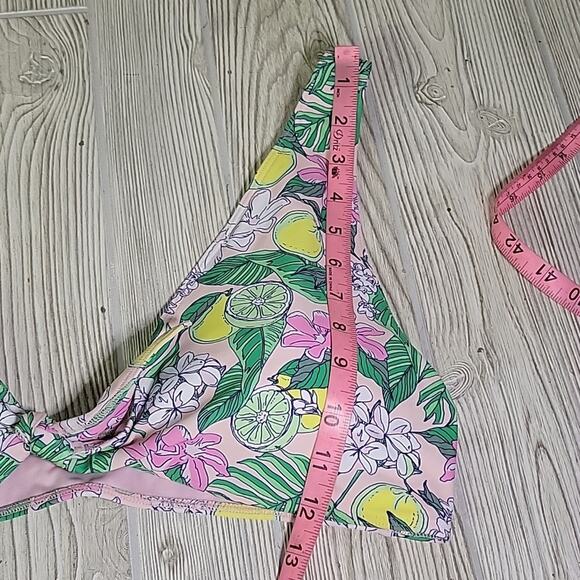 Vineyard Vines Swimsuit Bikini Top Pink Palm Lemon Print Womens Size Large NWT - Picture 9 of 12